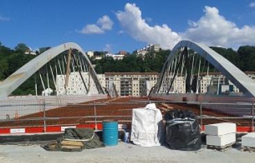 Construction du pont Schuman à Lyon