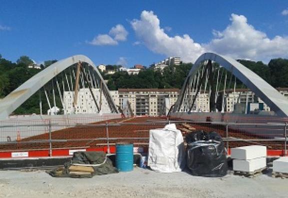 Construction du pont Schuman à Lyon